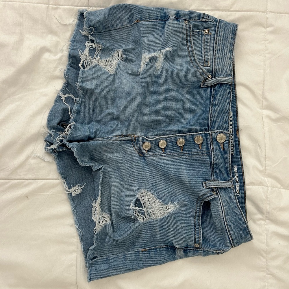 Distressed Blue Denim Shorts